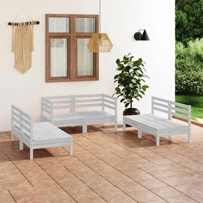 vidaXL 6-dielna záhradná sedacia súprava biela borovicové drevo