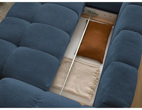 Tmavomodrá ženilková rozkladacia/s úložným priestorom rohová pohovka (ľavý roh/do L) Everest – Bobochic Paris