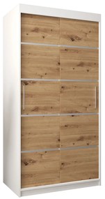 Šatníková skriňa 100 cm Verika 1 100 (biela + dub artisan). Akcia -51%. Vlastná spoľahlivá doprava až k Vám domov. 1063673