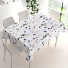 Biante Bavlnený obdĺžnikový obrus Sandra SA-429 Lúčne kvietky s vážkami 120x140 cm