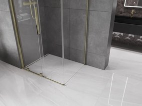 Mexen Velar, sprchový kút s posuvnými dverami 110(dvere) x 70(stena) cm, 8mm číre sklo, zlatá lesklá, 871-110-070-01-50