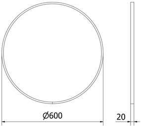 Mexen Loft, okrúhle kúpeľňové zrkadlo 60 cm, farba rámu čierna matná, 9850-060-060-000-70