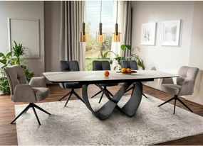 Rozkladací jedálenský stôl Infinity 160/240 cm biely mramor/čierny