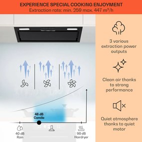Klarstein Camila, vstavaný digestor, 70 cm, 397 m³/h, LED, dotyková plocha, nehrdzavejúca oceľ