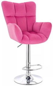 LuxuryForm DESIGN Barové kreslo AURORA VELUR na striebornom tanieri - tmavo ružové