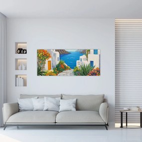 Obraz - Grécka ulička (120x50 cm)