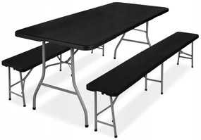 Cateringový set FETA stôl 180 cm + 2 lavice čierna