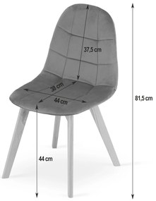 Jedálenský set 1 + 4, biely stôl ADRIA 120x80 cm + tmavosivá zamatová stolička BORA