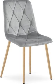 Set troch jedálenských stoličiek LIBRA zamatové, svetlosivé / hnedé nohy (3 ks)