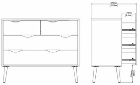 Tvilum Biela komoda OSLO 75395 so 4 zásuvkami
