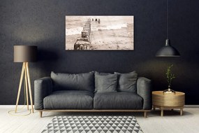 Obraz na skle More pláž architektúra 100x50 cm