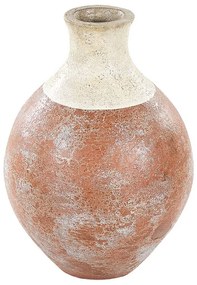 Dekoratívna terakotová váza 37 cm biela/hnedá BURSA Beliani