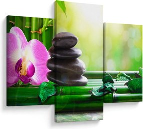 Obraz masážnych kameňov a orchidey na vode (90x60 cm)