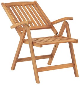 Záhradná stolička z agátového dreva svetlohnedá sada 6 podložiek terakotová JAVA Beliani