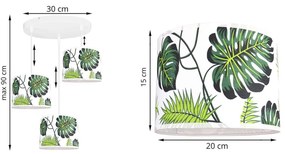 Závesné svietidlo Manila, 3x textilné tienidlo so vzorom (výber z 2 farieb), (výber z 2 farieb konštrukcie), o