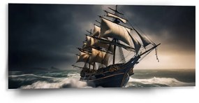 Sablio Obraz Plachetnica v rozbúrených vodách - 110x50 cm