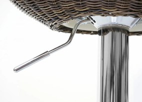 2x Barová stoličkaHWC-G26, polyratan / chróm - hnedá