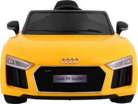 Ramiz Elektrické autíčko Audi R8 Spyder pre deti žlté + diaľkové ovládanie + EVA + pomalý štart + rádio MP3 + LED