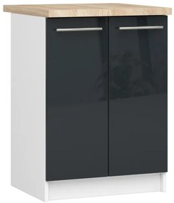 Spodná kuchynská skrinka s doskou OLIWIA S60 2D biela / grafitová, lesk