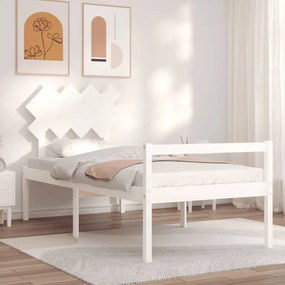 Rám postele s čelom biely 3FT jednolôžko masívne drevo 3195512