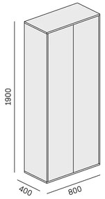PLAN Kancelárska šatníková skriňa LAYERS, výsuv, 800 x 400 x 1905 mm, biela