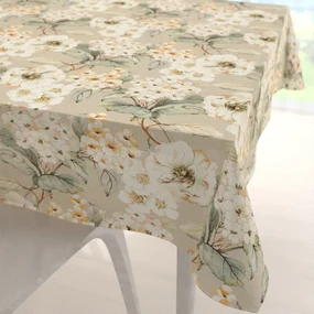 Biante Dekoračný štvorcový obrus PML-106 Maľované kvety na béžovom 80x80 cm
