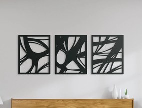 drevko 3-dielny drevený obraz Moderna Rozmer obrazu: 24,5 x 65 cm, Farba dekorácie: Čierna