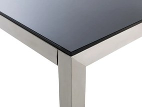 Záhradný stôl so sklenenou doskou 180 x 90 cm čierny GROSSETO Beliani
