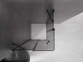 Mexen Velar Duo, sprchový kút s posuvnými dverami 90 x 90 cm, 8mm šedé sklo, čierna matná, 871-090-090-42-70