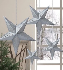 Strieborná závesná vianočná papierová hviezda M - 45*15*45 cm