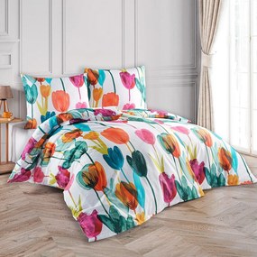 BedTex Saténové obliečky Tulipi, 160 x 200 cm, 2 x 70 x 80 cm, 160 x 200 cm, 2 ks 70 x 80 cm