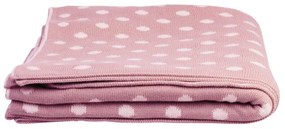 Bavlnený pletený prehoz - deka v pastelovom ružovom farebnom prevedení s bodkami 125 x 150 cm Isabelle Rose 42127