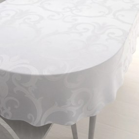 Biante Dekoračný oválny obrus Monako PM-125 Veľký zámocký vzor biely 140x200 cm