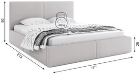 BMS GROUP Čalúnená posteľ HILTON 160x200cm výklopná sivá