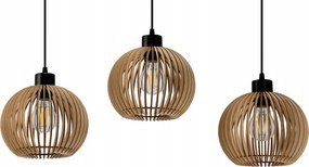 LED závesná lampa 3xE27 drevená nastaviteľná do kuchyne obývačky atmosférická