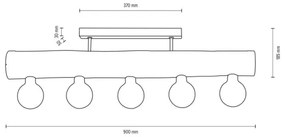 Spot-Light DO6997556 - Prisadený luster TRABO 5xE27/60W/230V borovica