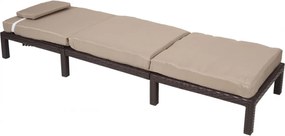 Záhradné lehátko HWC-A51 - krémové vankúše premium 10cm - hnedá