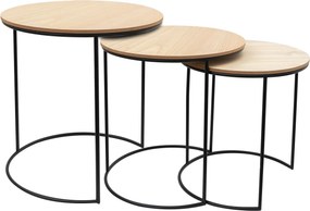 Rea Tutumi TWINS, sada okrúhlych kávových stolíkov, 3ks, SG1910-88, hnedá-čierna, KRZ-06660