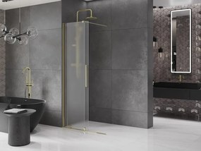 Mexen Velar, sprchová zástena s posuvnými dverami Walk-in 80 x 200 cm, 8mm sklo námraza, zlatá lesklá, 871-080-000-33-50