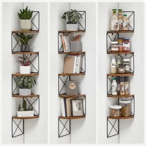 Rohová nástenná polica SNAKE hnedá/čierna