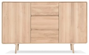Komoda z masívneho dubového dreva s 3 zásuvkami Gazzda Fawn, šírka 180 cm
