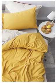 Žlto-krémové bavlnené obliečky na dvojlôžko/predĺžené s plachtou 200x220 cm - Mila Home