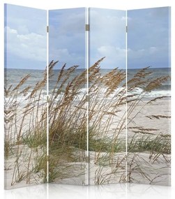 Ozdobný paraván Tráva na mořské pláži - 145x170 cm, štvordielny, klasický paraván