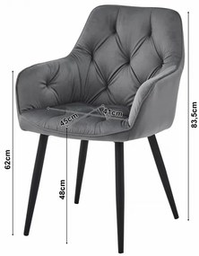 Jedálenská stolička JORK zamatová, ružová (čierne nohy)