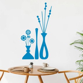 Veselá Stena Samolepka Kvety vo váze Farba: modrá, Veľkosť: 100 x 54 cm