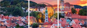 Obraz - Český Krumlov (s hodinami) (90x30 cm)