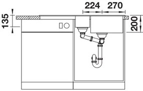 Blanco Adira 6 S, silgranitový drez 1000x500x200 mm, 1,5-komorový, káva, BLA-527608