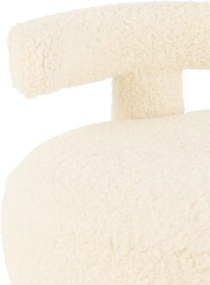 Biela okrúhla stolička s opierkou Teddy Bouclé White - Ø 52*49 cm