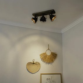 Priemyselný reflektor hrdzavohnedý s dreveným sklonom 3-svetlo - Gina