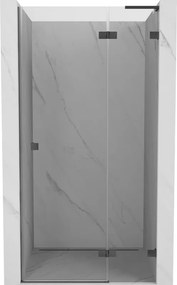 Mexen, Mexen Lunar L Otočné pravé sprchové dvere 80 cm, priehľadné, pištoľovo šedé kartáčované - 834L-080-000-66-00-P